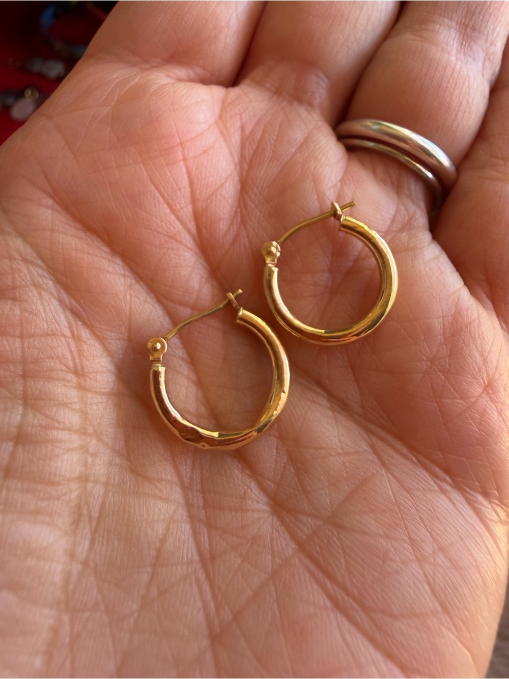 Real Solid 14K Yellow Gold Hinged Hoop Huggie Earrings